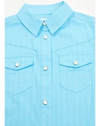 Shyanne Toddler Girls' Shadow Dobby Print Short Sleeve Snap Western Shirt