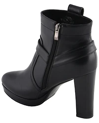 Milwaukee Leather Women's Block Heel Harness Booties - Round Toe