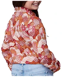 Roper Girls' Cactus Print Long Sleeve Snap Western Shirt