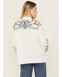 Johnny Was Women's Embroidered Long Sleeve Button-Down Shirt