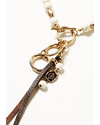 Shyanne Women's Summer Moon Antique Gold Beaded Tassel Necklace