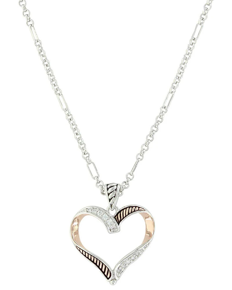 Montana Silversmiths Women's Facets Of Love Rose Gold Heart Necklace