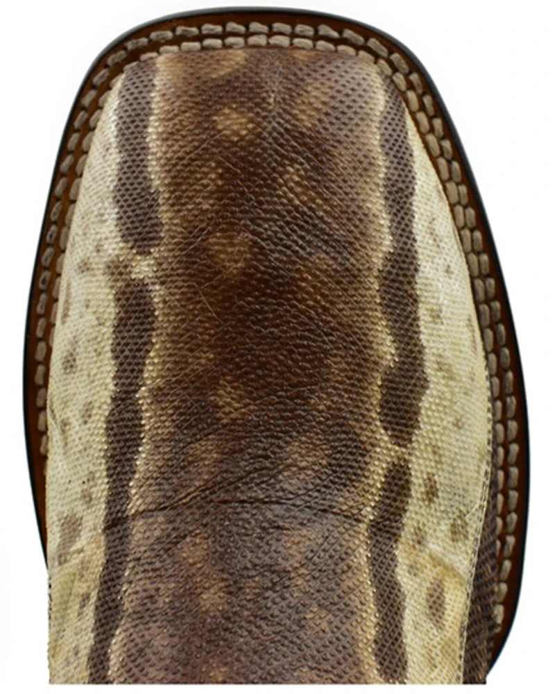 Dan Post Men's Karung Snake Brown Exotic Western Boots - Broad Square Toe