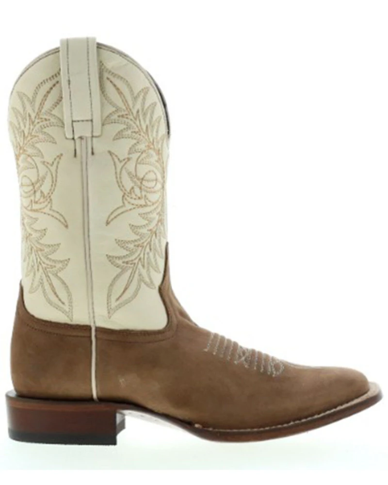 Botas Caborca For Liberty Black Women's Embroidered Leaf Western Boot - Broad Square Toe