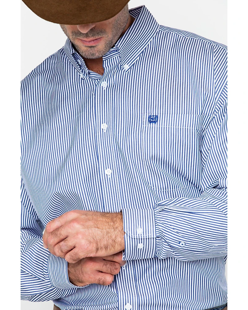 Cinch Men's Tencel Mini Stripe Long Sleeve Button-Down Western Shirt