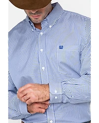 Cinch Men's Tencel Mini Stripe Long Sleeve Button-Down Western Shirt