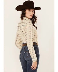 Roper Women's Floral Striped Long Sleeve Snap Western Shirt