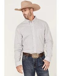 RANK 45® Men's Fishing Small Plaid Print Long Sleeve Button-Down Western Shirt