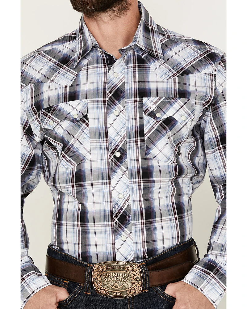 Wrangler Retro Men's Plaid Print Long Sleeve Snap Western Shirt