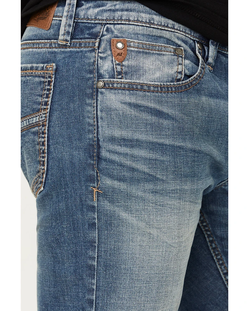 Moonshine Spirit Men's White Lightning Wash Hutch Slim Bootcut Stretch Denim Jeans