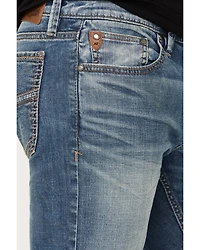 Moonshine Spirit Men's White Lightning Wash Hutch Slim Bootcut Stretch Denim Jeans