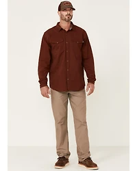 Hawx Men's Solid Mahogany Twill Snap Long Sleeve Work Shirt - Big