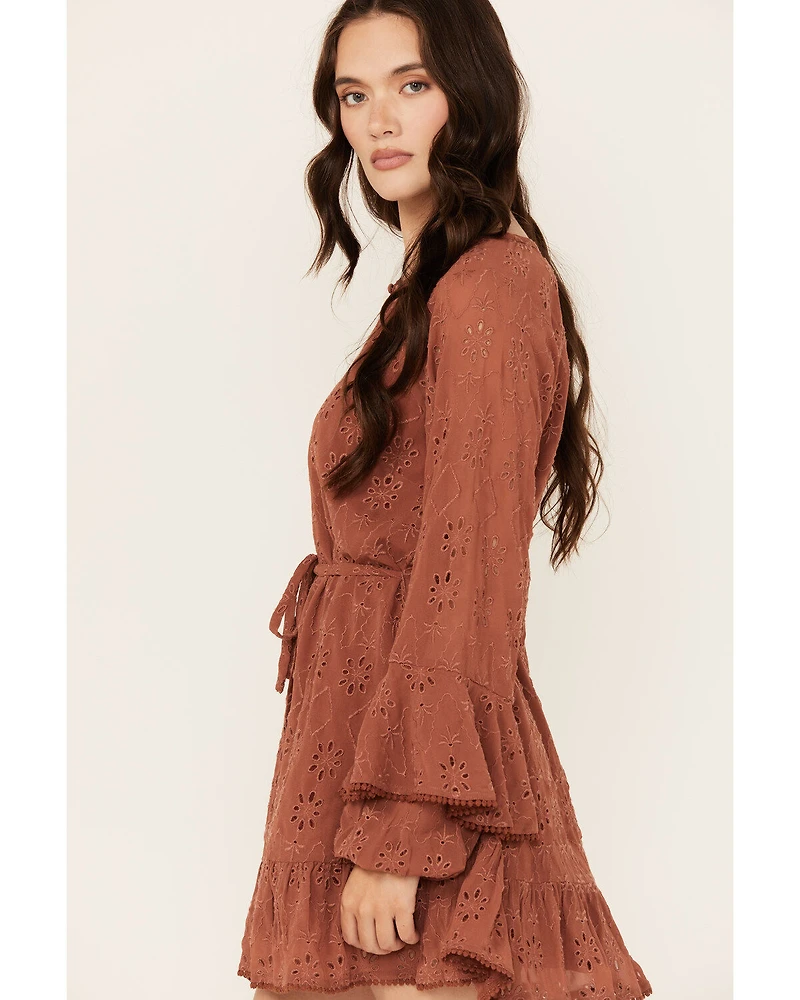 Shyanne Women's Ruffle Lace Long Sleeve Mini Dress
