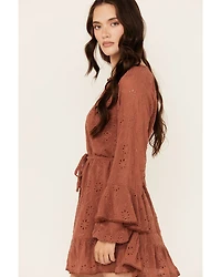 Shyanne Women's Ruffle Lace Long Sleeve Mini Dress