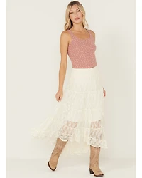 Wild Moss Women's Lace High-Low Skirt