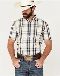Cody James Men's Plaid Print Short Sleeve Button-Down Stretch Western Shirt