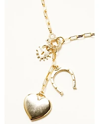 Shyanne Women's 14K Gold Heart Horseshoe Charm Lariat Necklace