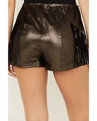 Wonderwest Women's Macrame Foiled Suede Shorts