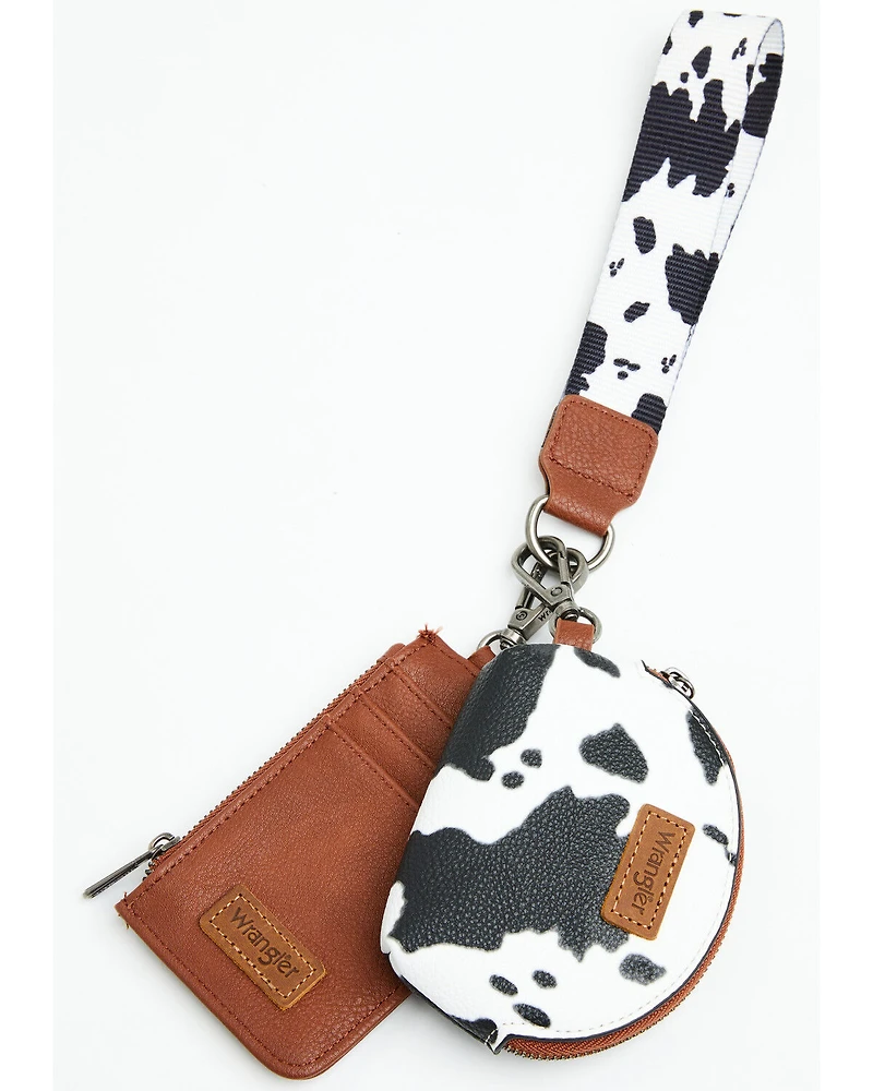 Wrangler Women's Boot Barn Exclusive Daisy Cow Print Dual Pouch Wristlet