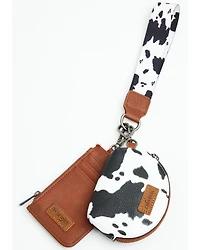 Wrangler Women's Boot Barn Exclusive Daisy Cow Print Dual Pouch Wristlet