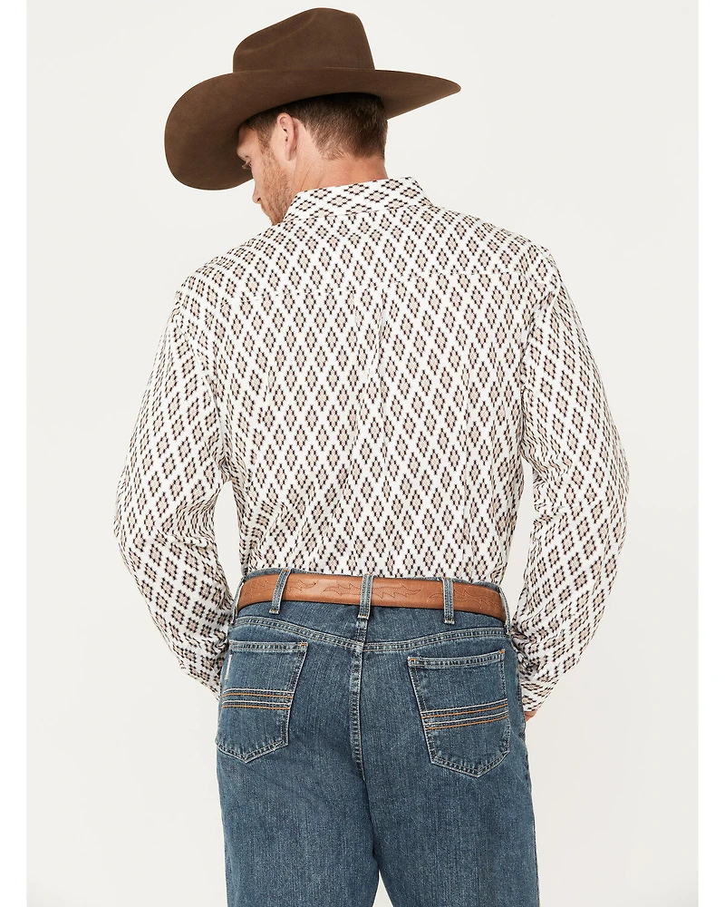 RANK 45® Men's Catfish Southwestern Geo Print Long Sleeve Button-Down Stretch Western Shirt