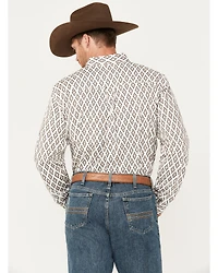 RANK 45® Men's Catfish Southwestern Geo Print Long Sleeve Button-Down Stretch Western Shirt