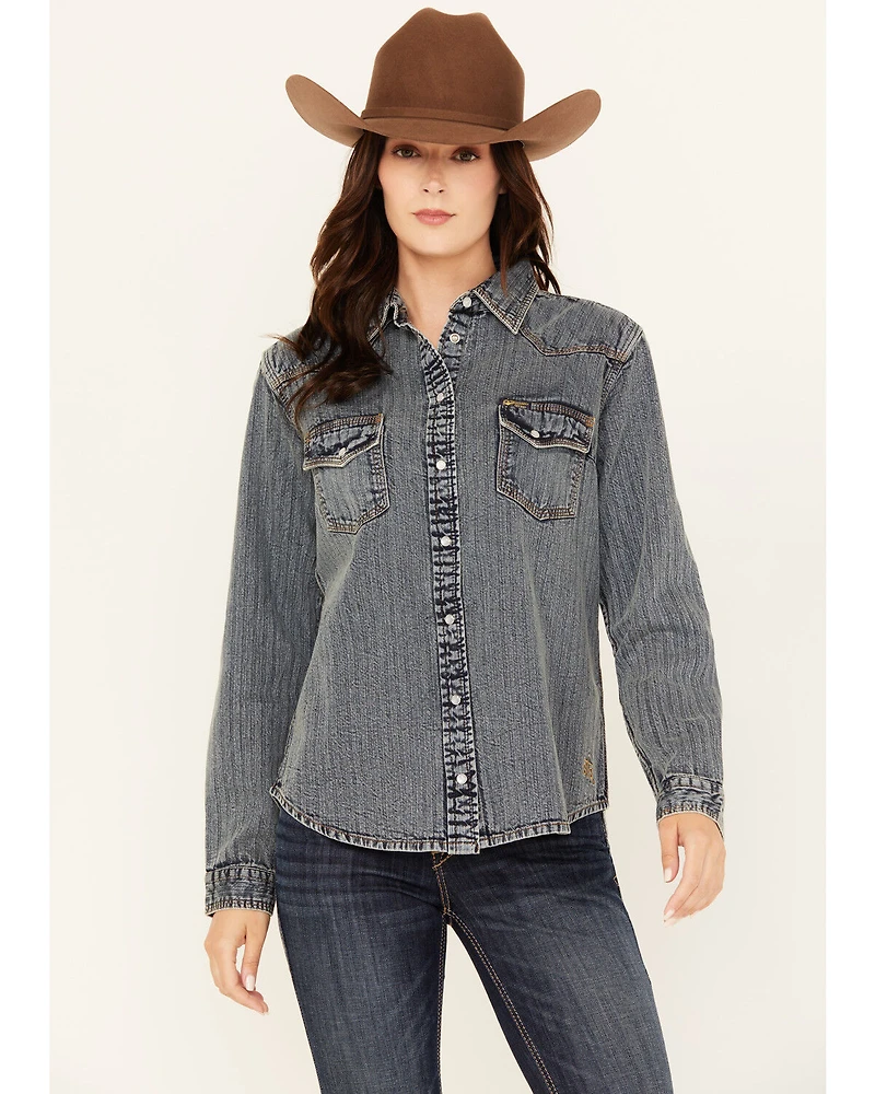 STS Ranchwear By Carroll Women's Duke Long Sleeve Snap Denim Western Shirt