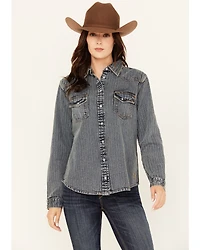 STS Ranchwear By Carroll Women's Duke Long Sleeve Snap Denim Western Shirt