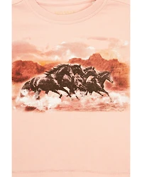 Shyanne Toddler Girls' Running Horses Short Sleeve Graphic Tee