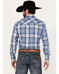 Ely Walker Men's Plaid Print Long Sleeve Pearl Snap Western Shirt