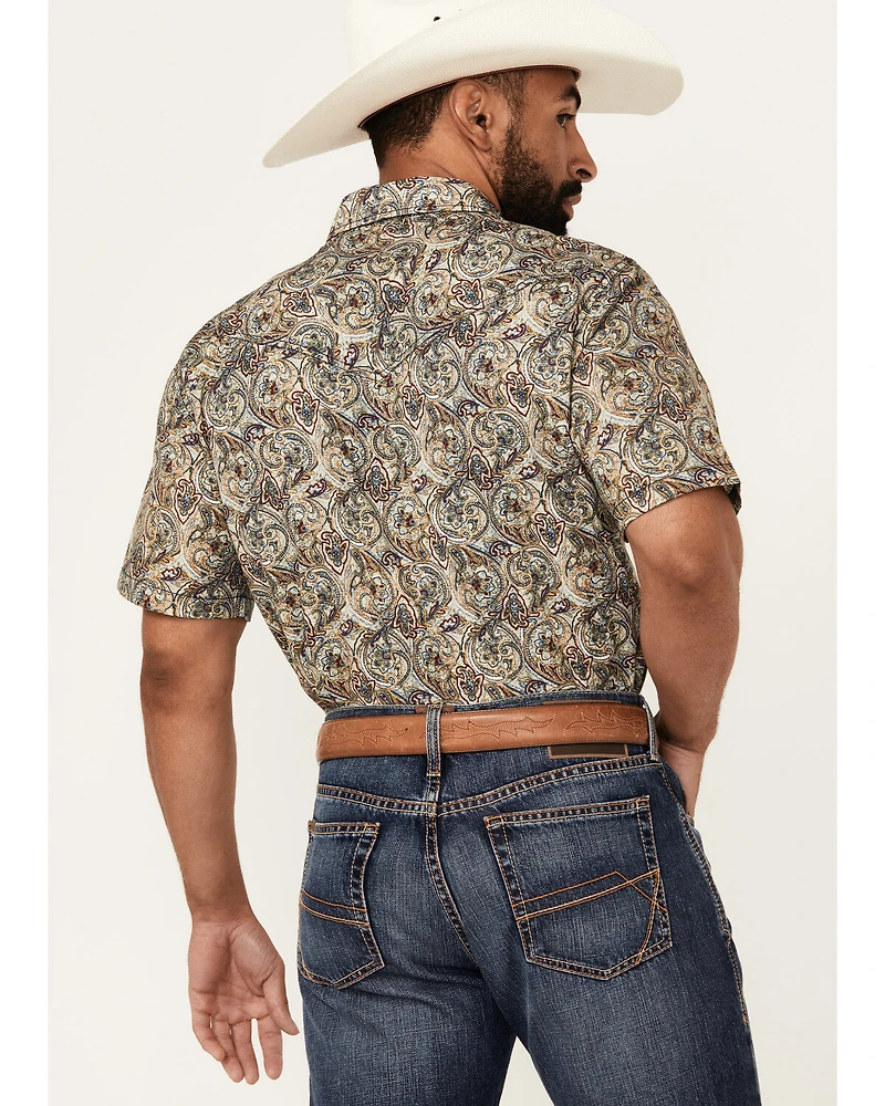 Cody James Men's Down The Road Paisley Print Short Sleeve Snap Western Shirt