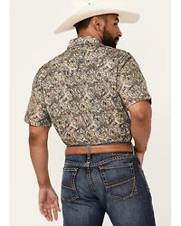 Cody James Men's Down The Road Paisley Print Short Sleeve Snap Western Shirt
