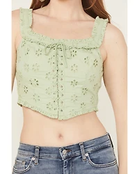 Rock & Roll Denim Women's Sleeveless Eyelet Corset Style Top