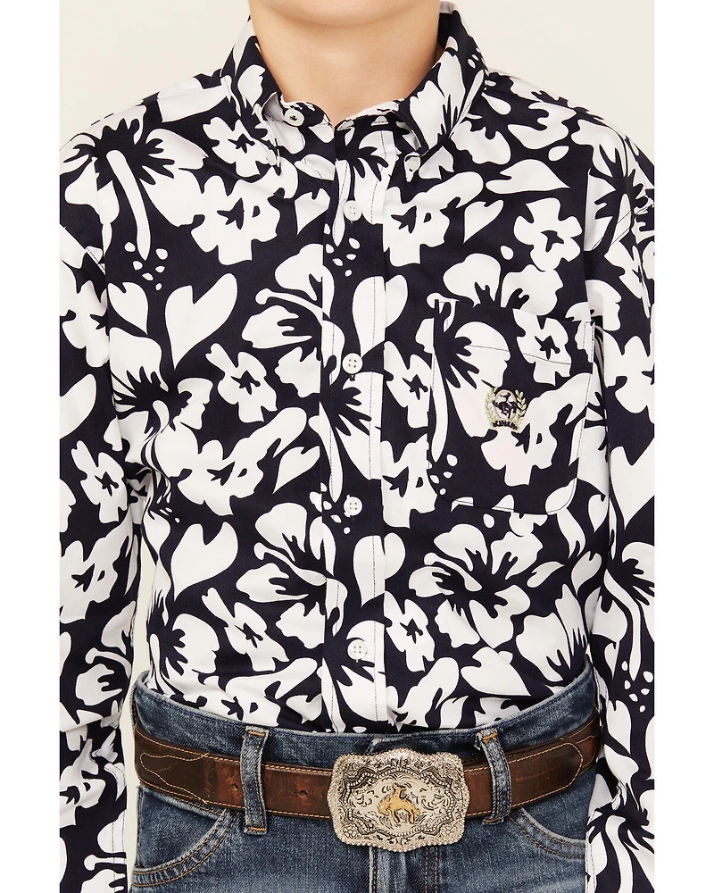 Cinch Boys' Floral Print Long Sleeve Button-Down Western Shirt