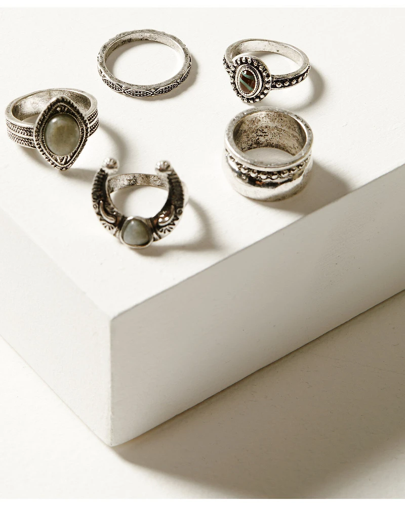 Shyanne Women's Soleil Squash Blossom Ring Set - 5 Piece