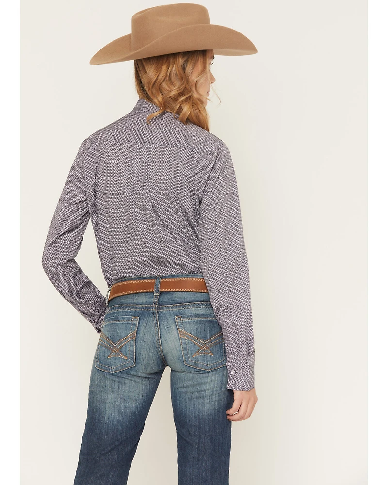 Cinch Women's Geo Print Long Sleeve Button-Down Stretch Western Shirt