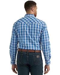 Wrangler Men's 20X Plaid Print Long Sleeve Snap Stretch Western Shirt