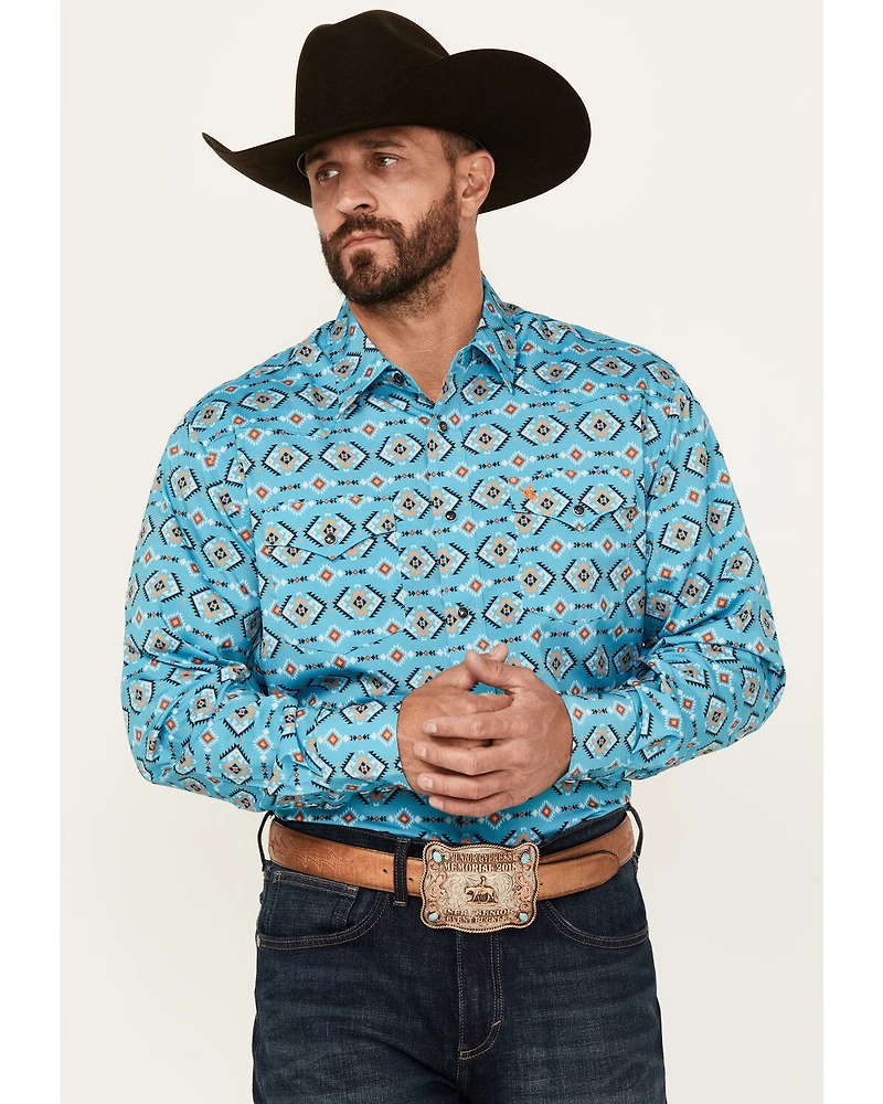 Rodeo Clothing Men's Boot Barn Exclusive Southwestern Print Long Sleeve Snap Western Shirt