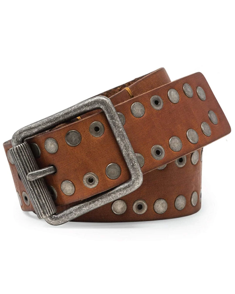 Timberland Women's Tan Studded Roller Buckle Leather Belt