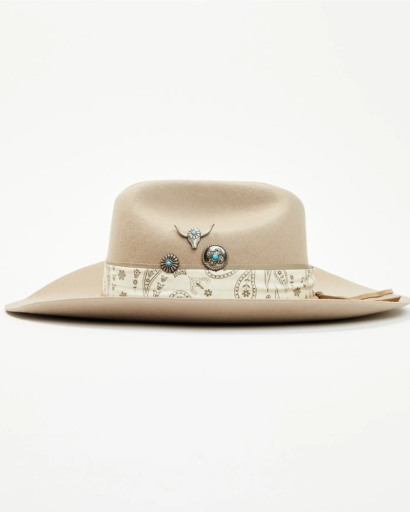 Wrangler Women's Layered Band And Concho Felt Cowboy Hat