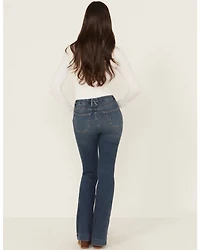 Good American Women's Legs Dark Wash High Rise Flare Denim Jeans