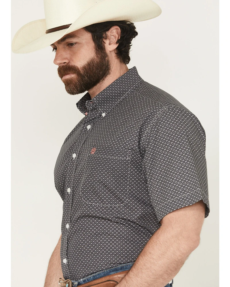 Cinch Men's Floral Geo Print Short Sleeve Button-Down Western Shirt