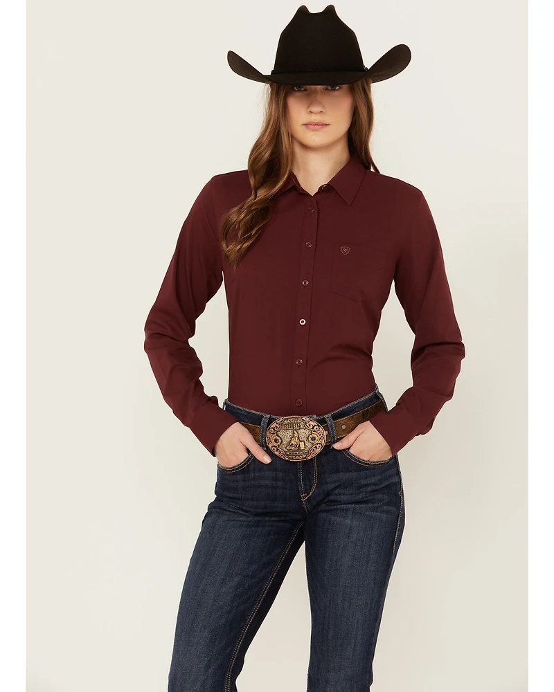 Ariat Women's Solid Long Sleeve Button-Down Performance Western Shirt