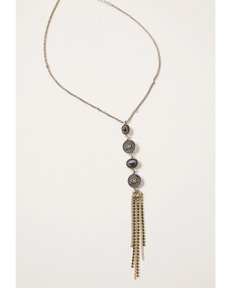 Shyanne Women's Claire Linear Multi Concho Fringe Necklace