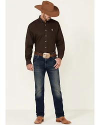 Cinch Men's Solid Brown Button Down Long Sleeve Western Shirt