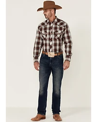 Roper Men's Multi Plaid Embroidered Horse Long Sleeve Pearl Snap Western Shirt