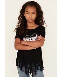 Cowgirl Hardware Girls' Bandana Fringe Short Sleeve Graphic Tee