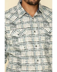 Moonshine Spirit Men's Wash Out Plaid Long Sleeve Western Shirt