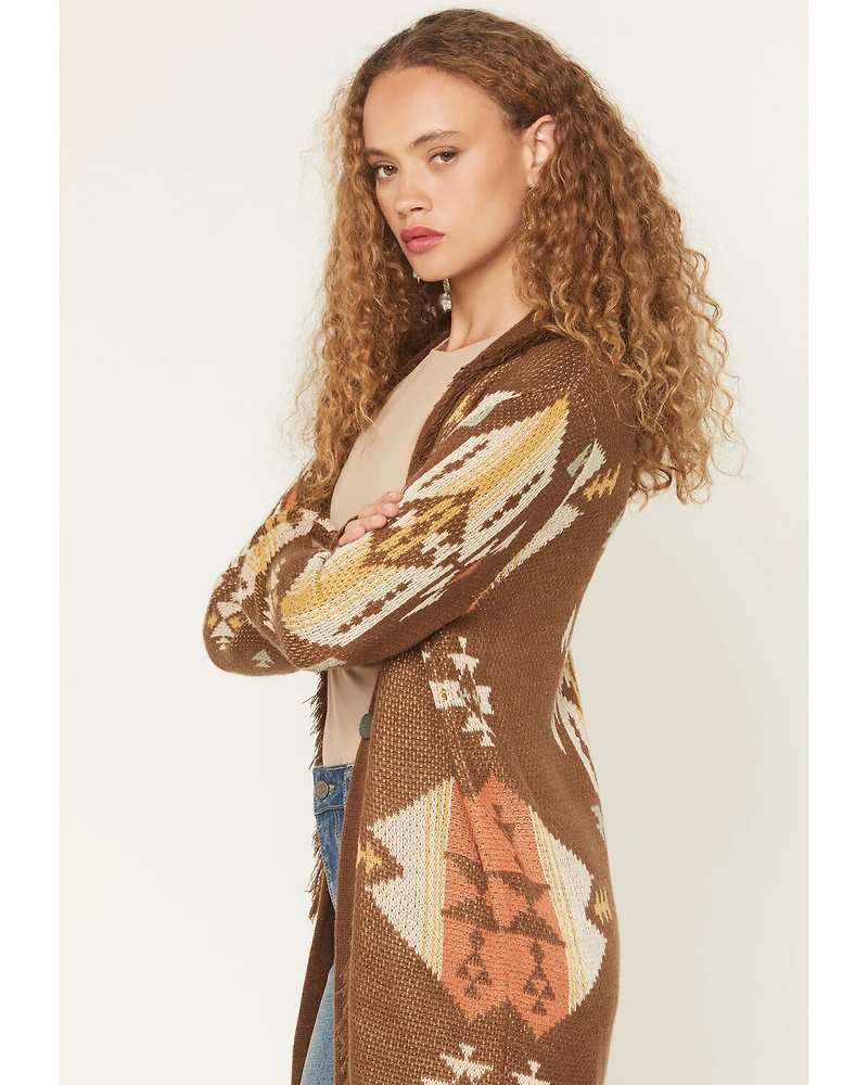 Rock & Roll Denim Women's Southwestern Print Concho Cardigan