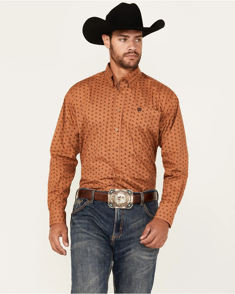 Cinch Men's Mini Snake Print Long Sleeve Button-Down Western Shirt